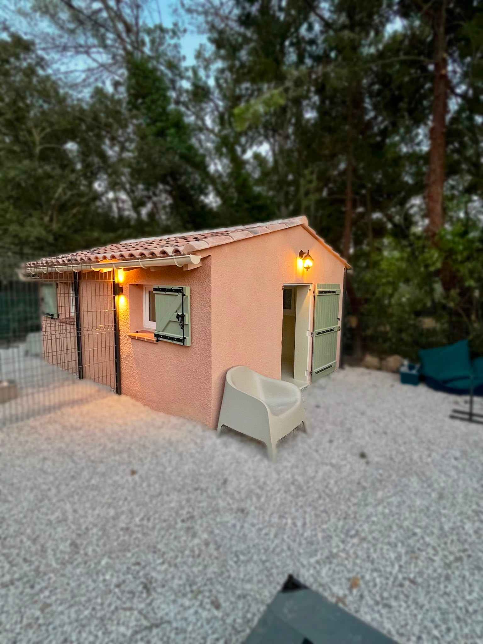 Chien détendu pendant ses vacances au Dog Resort Chez Vaya dans le Var